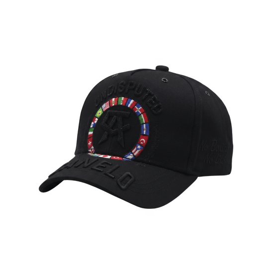 Gorra Undisputed negra con bordado tonal y aro multicolor con banderas