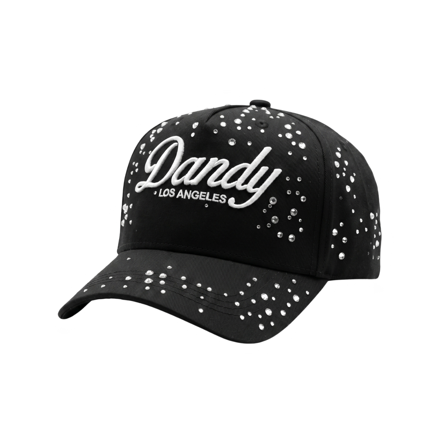 Gorra Stargazing negra con bordado blanco y pedrería brillante
