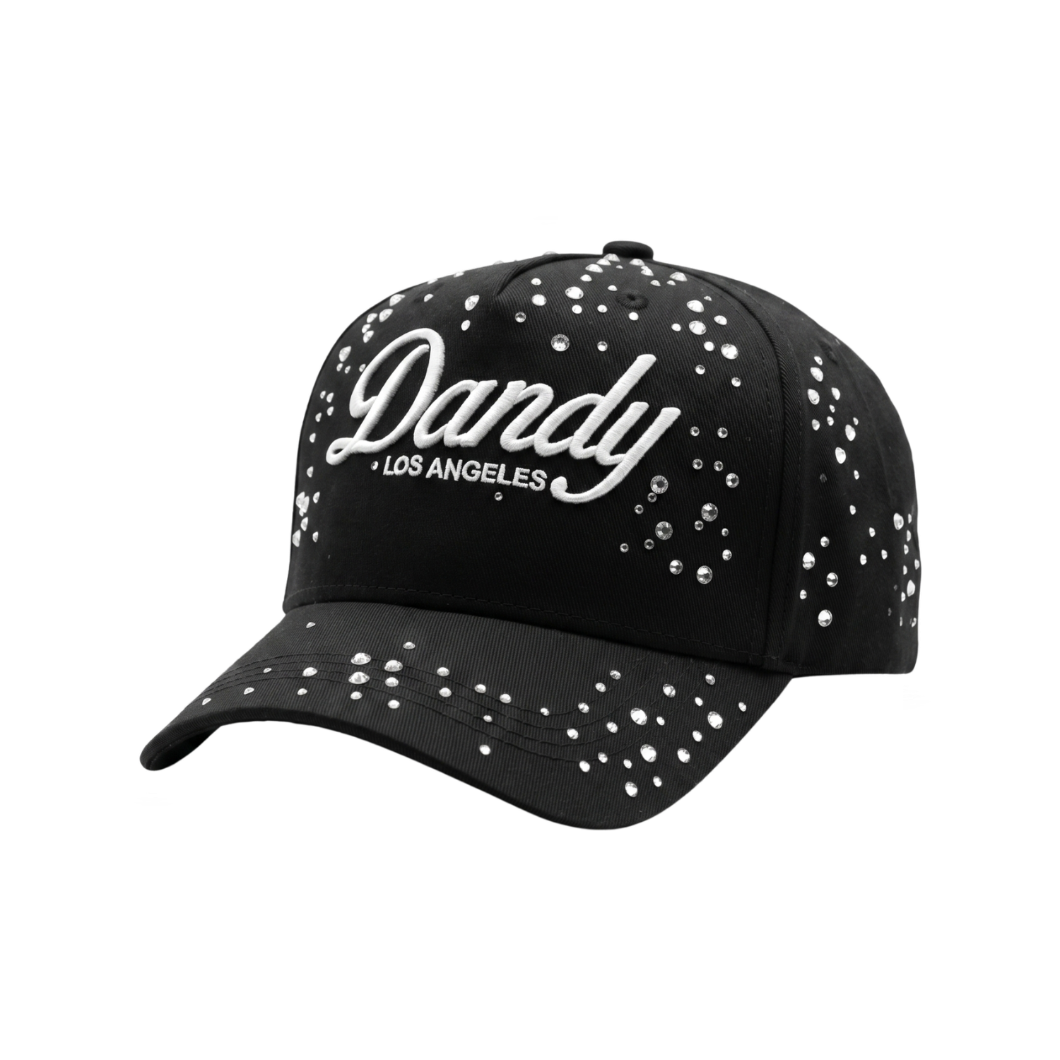 Gorra Stargazing negra con bordado blanco y pedrería brillante