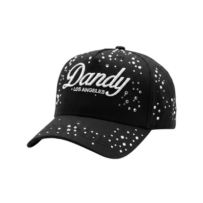 Gorra Stargazing negra con bordado blanco y pedrería brillante