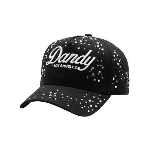 Gorra Stargazing negra con bordado blanco y pedrería brillante