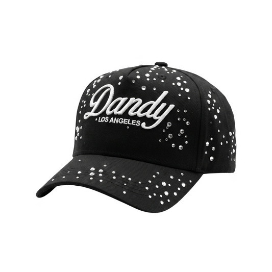 Gorra Stargazing negra con bordado blanco y pedrería brillante