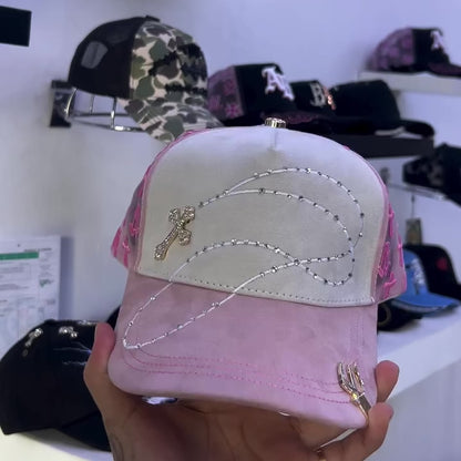GORRA JC CAPS" EXODO 14/14 CRYSTALS PINK WHITE"
